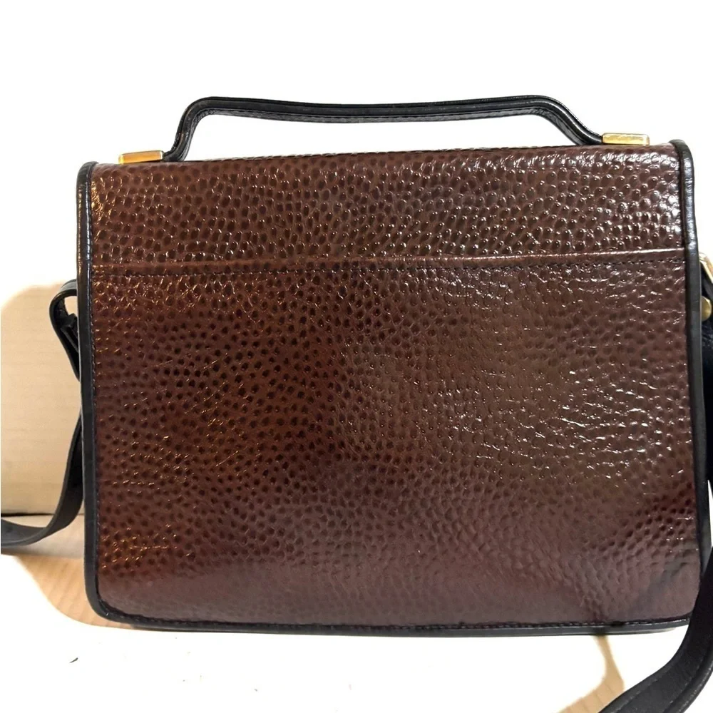 Vintage Elegant Brown black Leather Handbag